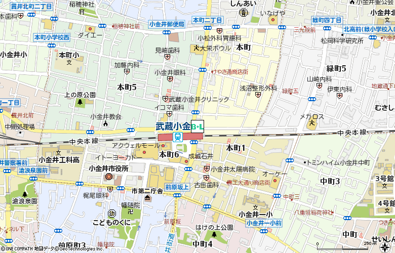 メガネライフ武蔵小金井付近の地図
